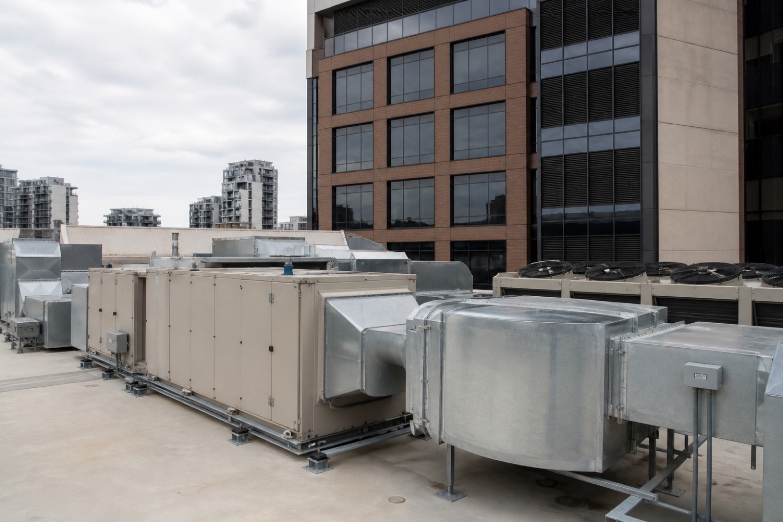 Rooftop plant equipment on an Australian commercial building