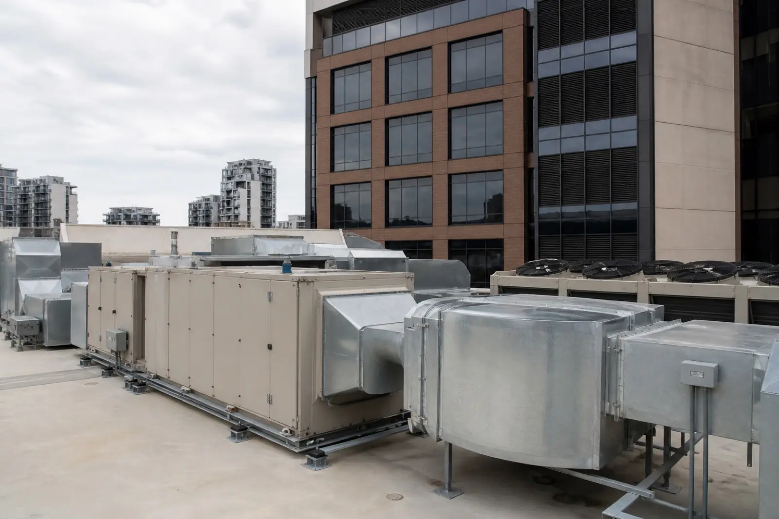 Rooftop plant equipment on an Australian commercial building